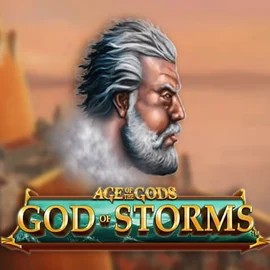 Age Of The Gods: God of Storms slot logo by Playtech at Slota Casino