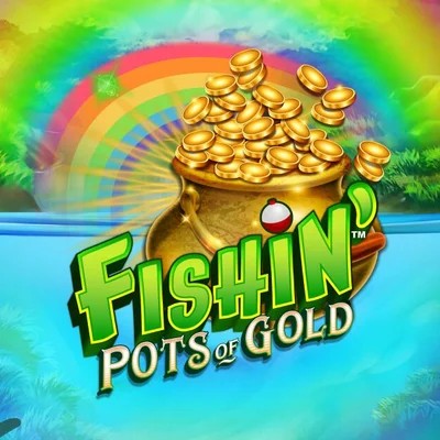Fishin Pots Of Gold slot logo by Gameburger Studios at Slota Casino